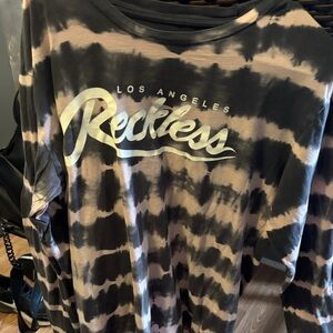 Young & Reckless Tie-Dye Long Sleeve Top - Black and Tan